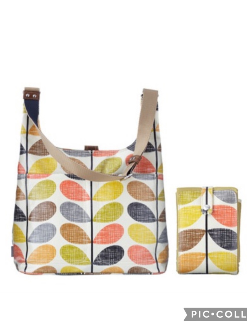 Orla Kiely Cream Multi Scribble Stem Crossbody Tote Changing Bag w/ Mat